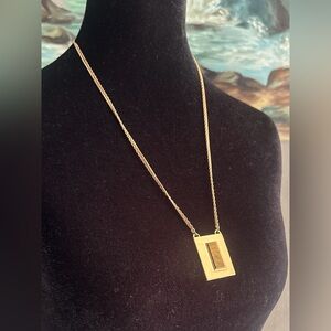 Madewell Gold and Brown Stone Accemt Pendant Necklace